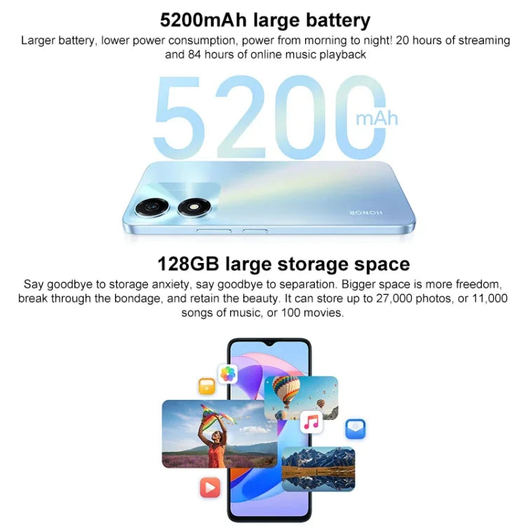 Honor Play 40C 5G, écran 6,56 pouces, MagicOS 7.1, processeur Snapdragon 480 Plus Octa-Core jusqu'à 2,2 GHz, réseau : 5G, non compatible avec Google Play, 6 Go de RAM + 128 Go de stockage