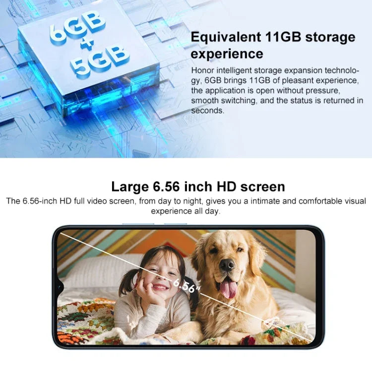 Honor Play 40C 5G, écran 6,56 pouces, MagicOS 7.1, processeur Snapdragon 480 Plus Octa-Core jusqu'à 2,2 GHz, réseau : 5G, non compatible avec Google Play, 6 Go de RAM + 128 Go de stockage