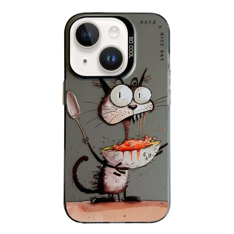 Coque de téléphone PC + TPU série peinture à l'huile motif animal, pour iPhone 14 Plus