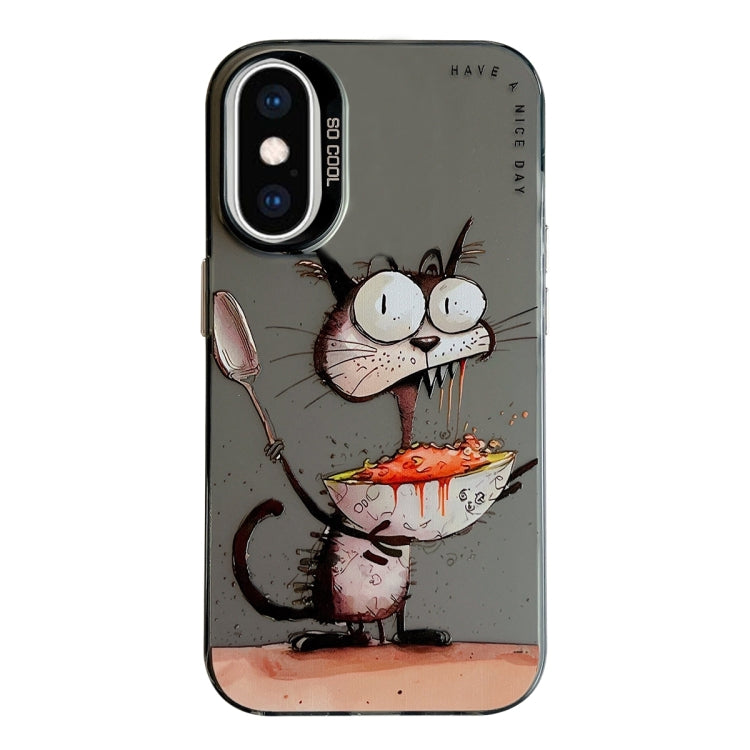 Coque de téléphone PC + TPU série peinture à l'huile motif animal, pour iPhone XS Max