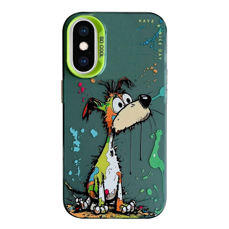 Coque de téléphone PC + TPU série peinture à l'huile motif animal, pour iPhone XS Max