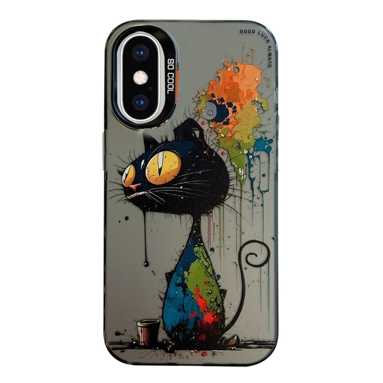 Coque de téléphone PC + TPU série peinture à l'huile motif animal, pour iPhone XS Max