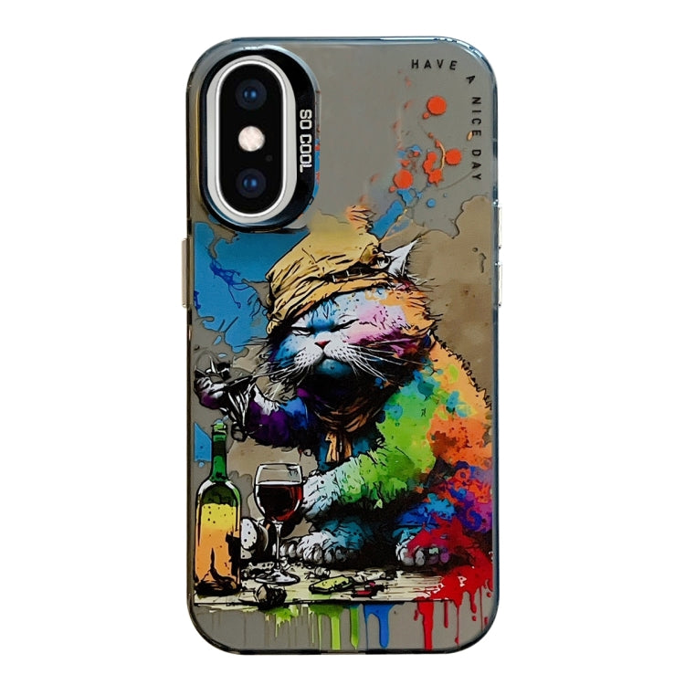 Coque de téléphone PC + TPU série peinture à l'huile motif animal, pour iPhone XS Max