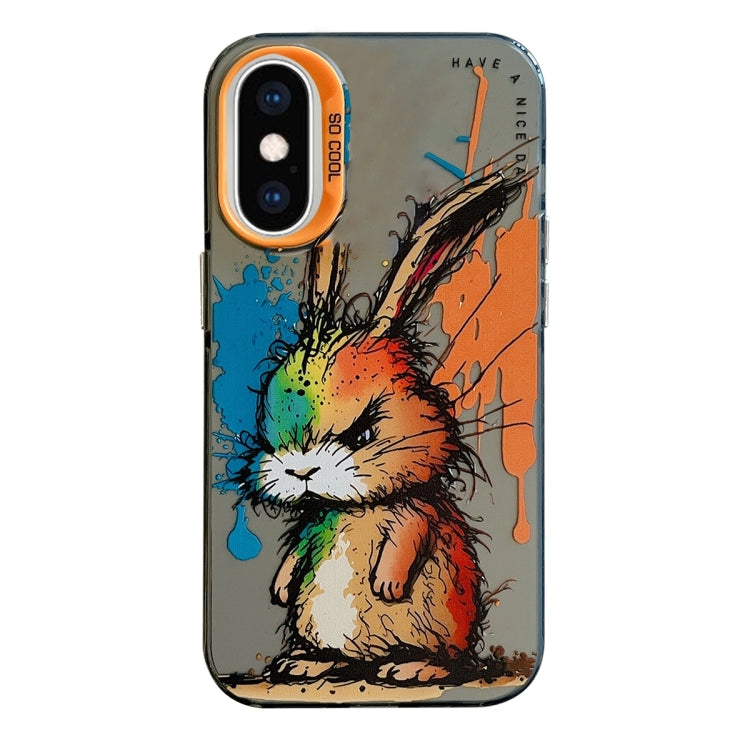 Coque de téléphone PC + TPU série peinture à l'huile motif animal, pour iPhone XS Max