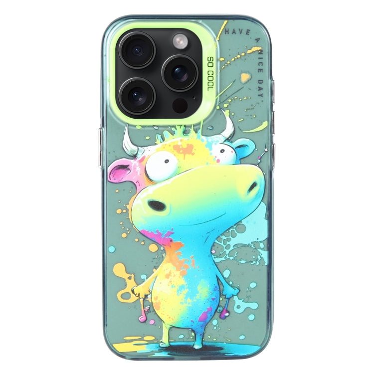 Coque de téléphone PC + TPU série peinture à l'huile motif animal, pour iPhone 16 Pro
