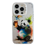 Coque de téléphone PC + TPU série peinture à l'huile motif animal, pour iPhone 16 Pro