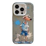 Coque de téléphone PC + TPU série peinture à l'huile motif animal, pour iPhone 16 Pro