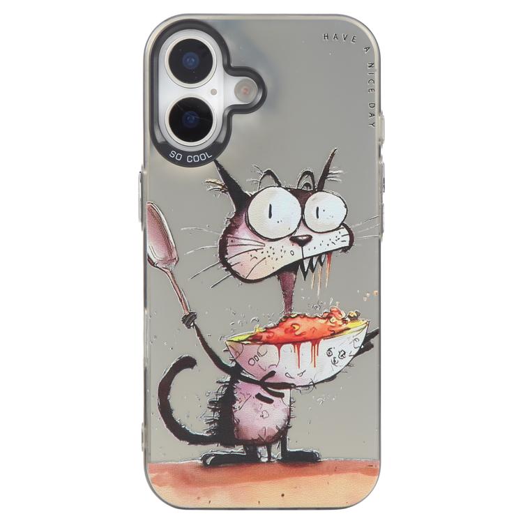 Coque de téléphone PC + TPU série peinture à l'huile motif animal, pour iPhone 16 Plus