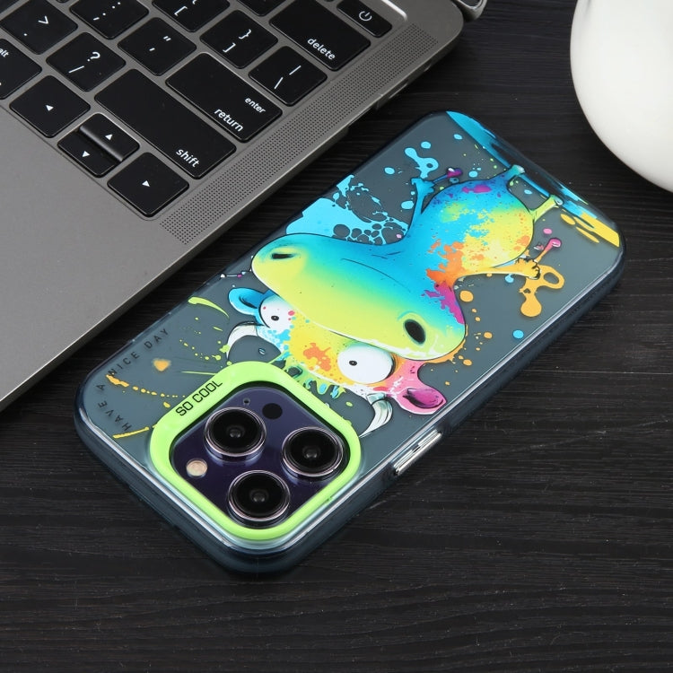 Coque de téléphone PC + TPU série peinture à l'huile motif animal, pour iPhone 16 Plus