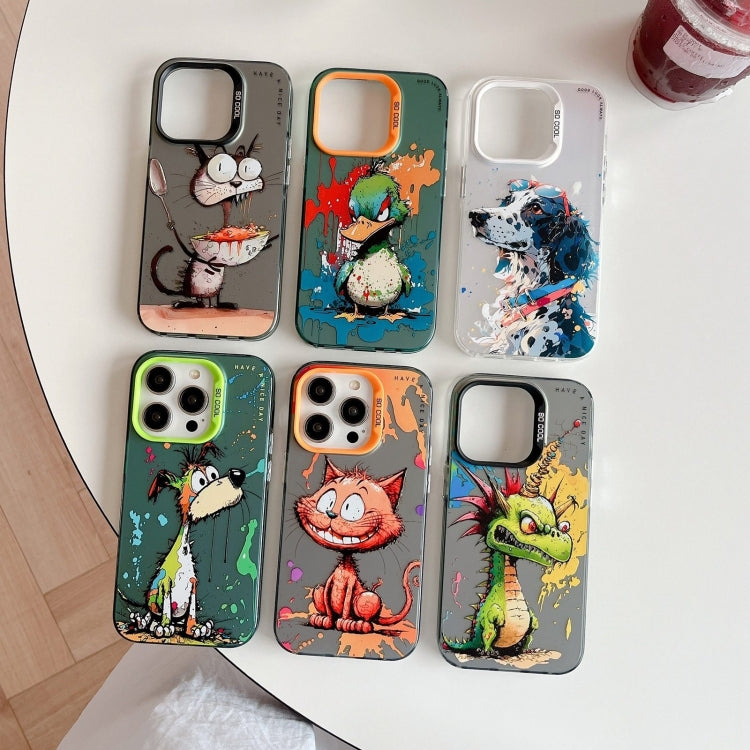 Coque de téléphone PC + TPU série peinture à l'huile motif animal, pour iPhone 16 Plus