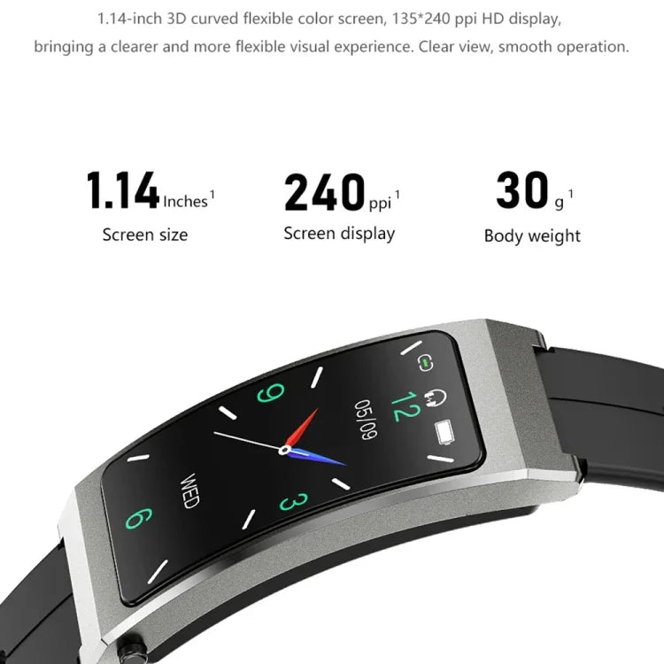 K13S Bracelet intelligent à écran TFT de 1,14 pouce et bracelet en silicone prenant en charge la gestion du sommeil/la surveillance de l'oxygène sanguin, bracelet en silicone