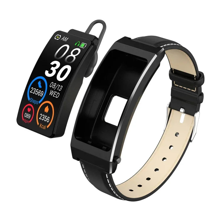 K13S Bracelet intelligent à écran TFT de 1,14 pouce et bracelet en cuir prenant en charge la gestion du sommeil/la surveillance de l'oxygène sanguin, bracelet en cuir