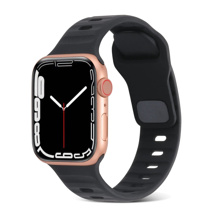 Bracelet de montre en silicone à rayures avec boucle carrée, pour Apple Watch Ultra 2 49mm, pour Apple Watch Series 9 45mm