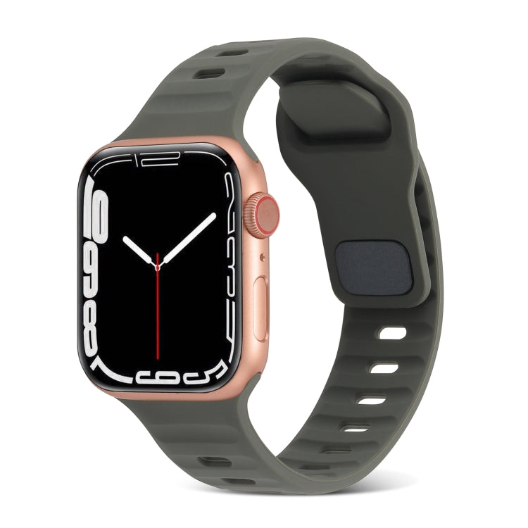 Bracelet de montre en silicone à rayures avec boucle carrée, pour Apple Watch Ultra 2 49mm, pour Apple Watch Series 9 45mm