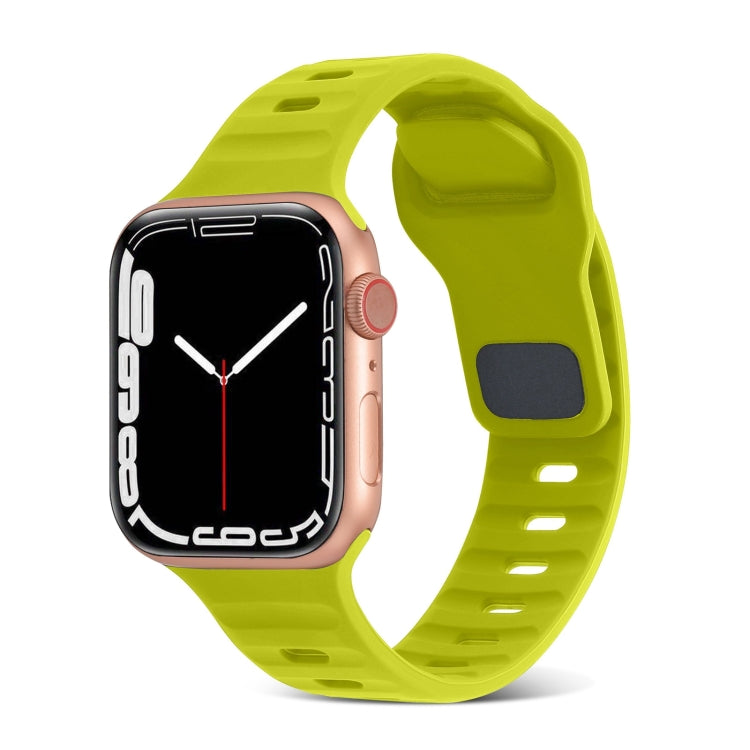 Bracelet de montre en silicone à rayures avec boucle carrée, pour Apple Watch Ultra 2 49mm, pour Apple Watch Series 9 45mm