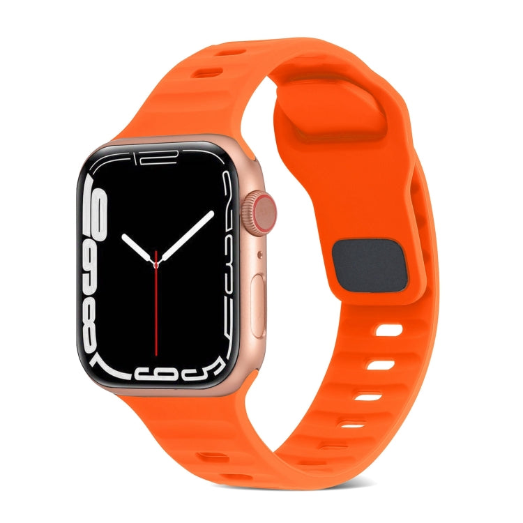 Square Buckle Stripes Silicone Watch Band, For Apple Watch Series 9 41mm, For Apple Watch Ultra 49mm