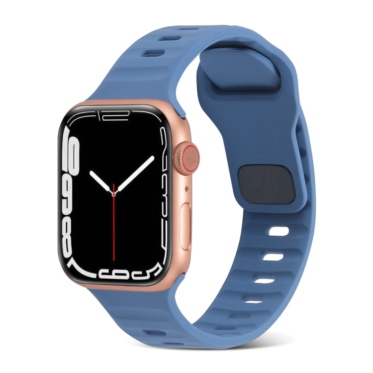 Bracelet de montre en silicone à rayures avec boucle carrée, pour Apple Watch Ultra 2 49mm, pour Apple Watch Series 9 45mm