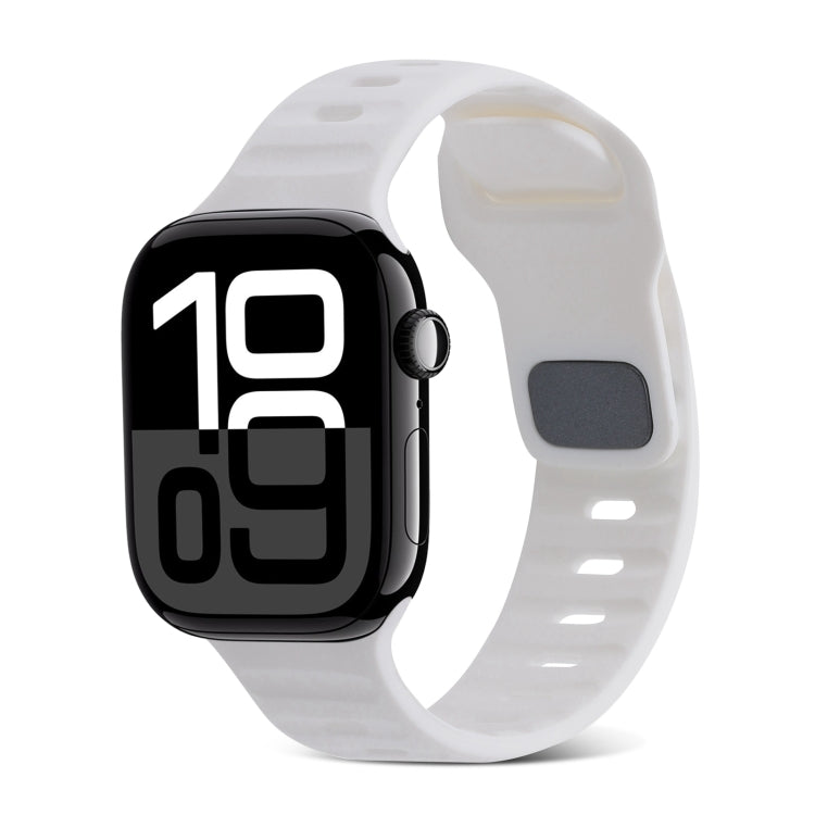 Bracelet de montre en silicone à rayures avec boucle carrée, pour Apple Watch Series 10 46mm, pour Apple Watch Series 10 42mm