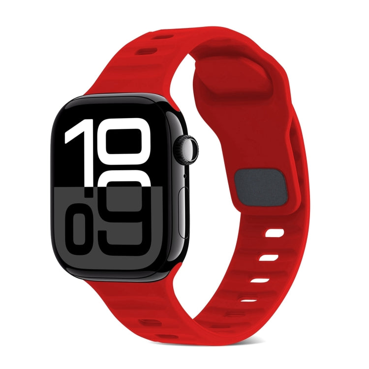 Bracelet de montre en silicone à rayures avec boucle carrée, pour Apple Watch Series 10 46mm, pour Apple Watch Series 10 42mm