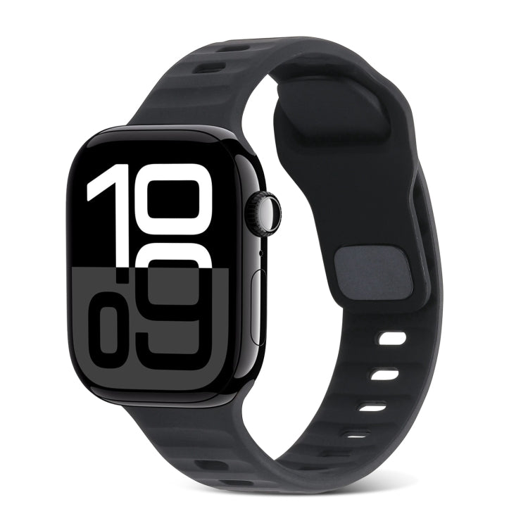 Bracelet de montre en silicone à rayures avec boucle carrée, pour Apple Watch Series 10 46mm, pour Apple Watch Series 10 42mm