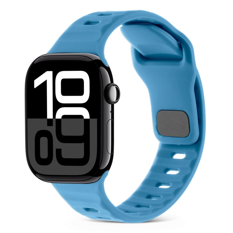 Bracelet de montre en silicone à rayures avec boucle carrée, pour Apple Watch Series 10 46mm, pour Apple Watch Series 10 42mm