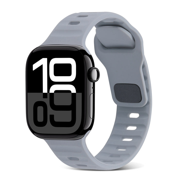Bracelet de montre en silicone à rayures avec boucle carrée, pour Apple Watch Series 10 46mm, pour Apple Watch Series 10 42mm