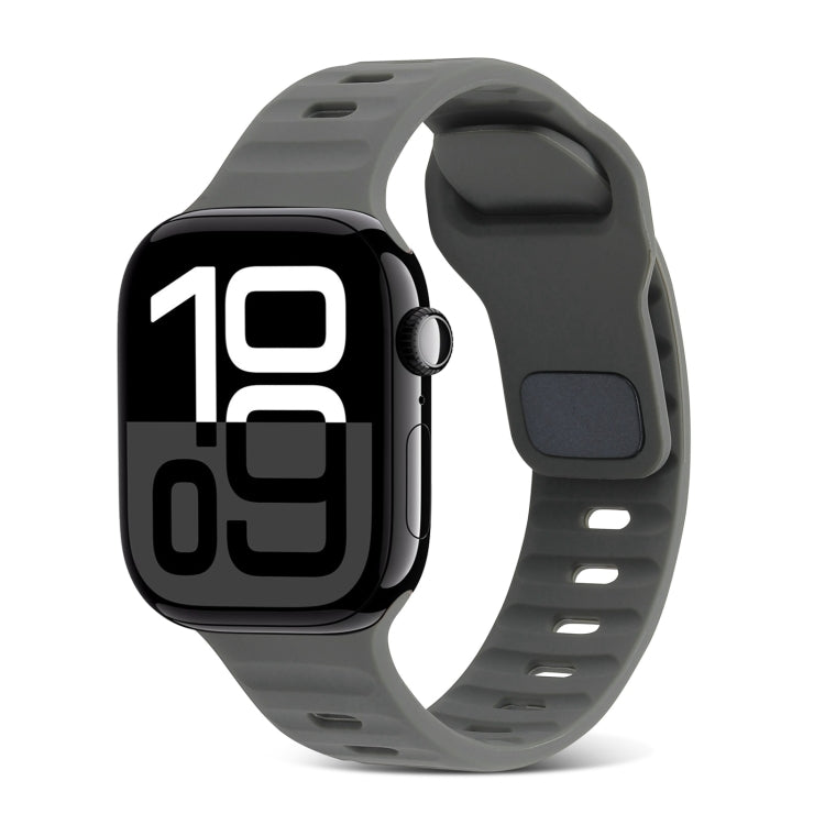 Bracelet de montre en silicone à rayures avec boucle carrée, pour Apple Watch Series 10 46mm, pour Apple Watch Series 10 42mm