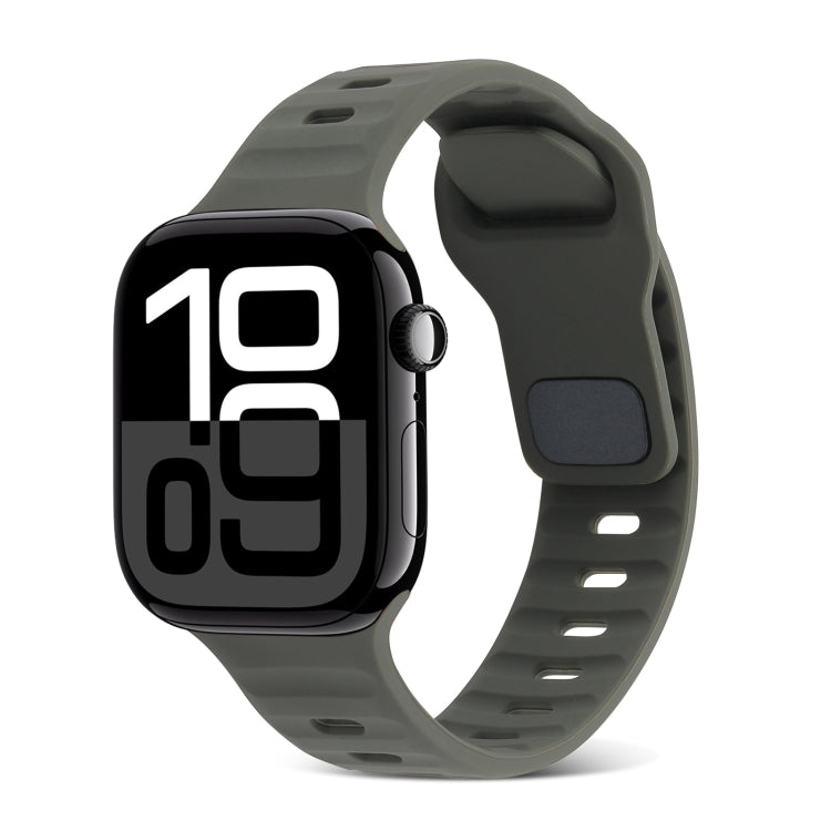 Bracelet de montre en silicone à rayures avec boucle carrée, pour Apple Watch Series 10 46mm, pour Apple Watch Series 10 42mm