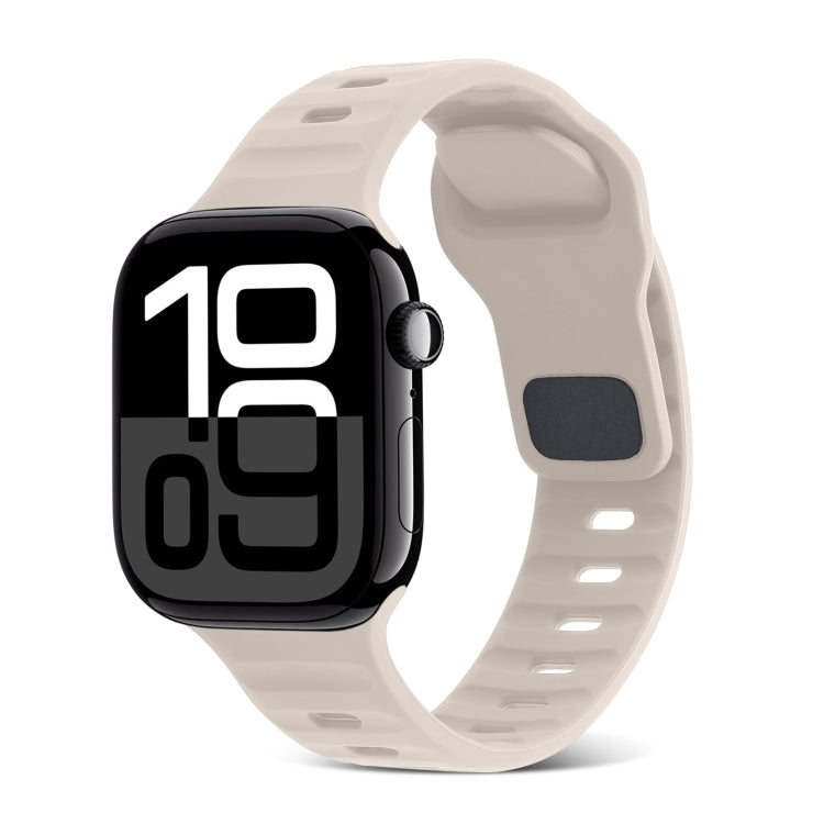 Bracelet de montre en silicone à rayures avec boucle carrée, pour Apple Watch Series 10 46mm, pour Apple Watch Series 10 42mm