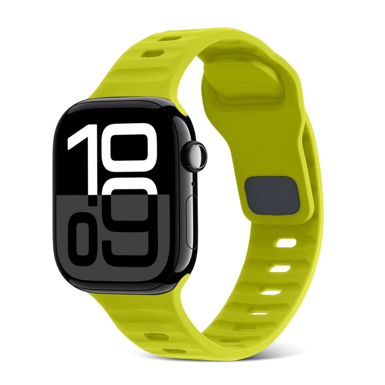 Bracelet de montre en silicone à rayures avec boucle carrée, pour Apple Watch Series 10 46mm, pour Apple Watch Series 10 42mm