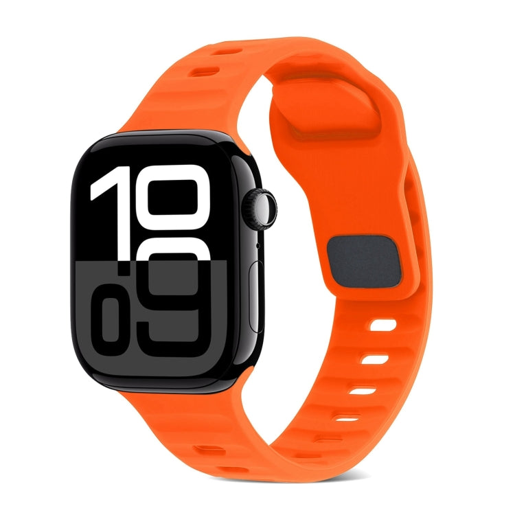Bracelet de montre en silicone à rayures avec boucle carrée, pour Apple Watch Series 10 46mm, pour Apple Watch Series 10 42mm