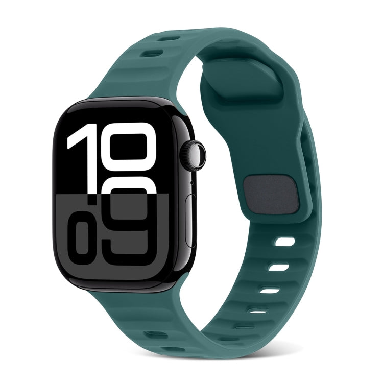 Bracelet de montre en silicone à rayures avec boucle carrée, pour Apple Watch Series 10 46mm, pour Apple Watch Series 10 42mm