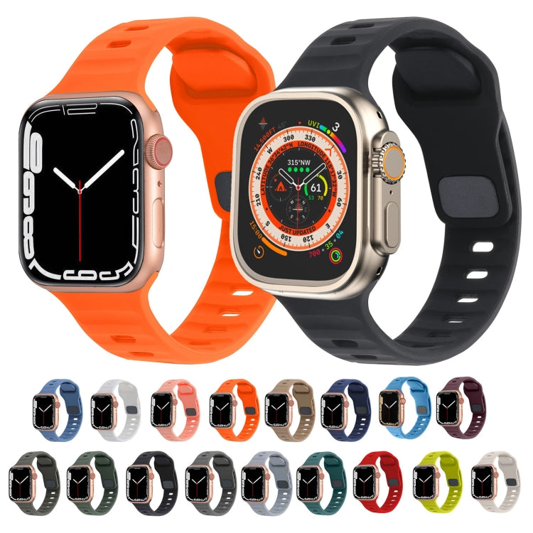 Bracelet de montre en silicone à rayures avec boucle carrée, pour Apple Watch Ultra 2 49mm, pour Apple Watch Series 9 45mm