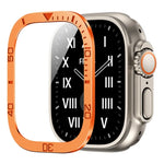 Film trempé intégré avec cadre métallique et anneau numéroté, pour Apple Watch Ultra 1 / 2 / 3 49mm