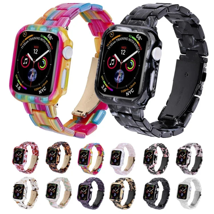 Kit bracelet et boîtier en résine imprimée pour PC, pour Apple Watch Series 6/5/4/SE 44mm, pour Apple Watch Series 6/5/4/SE 40mm, pour Apple Watch Series 9/8/7 45mm, pour Apple Watch Series 9/8/7 41mm