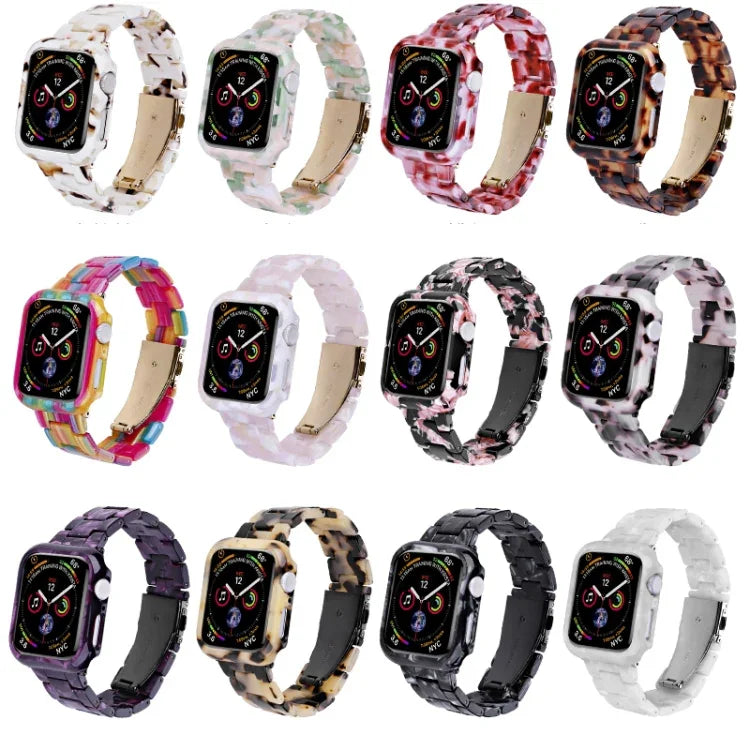 Kit bracelet et boîtier en résine imprimée pour PC, pour Apple Watch Series 6/5/4/SE 44mm, pour Apple Watch Series 6/5/4/SE 40mm, pour Apple Watch Series 9/8/7 45mm, pour Apple Watch Series 9/8/7 41mm