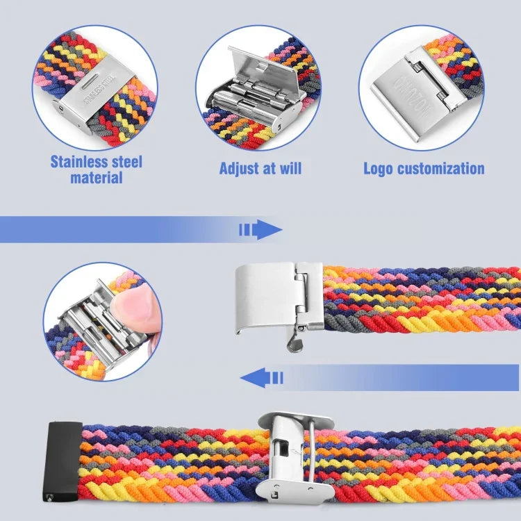 Bracelet de montre en nylon tressé avec boucle en métal, pour Samsung Galaxy Watch 6 / 6 Classic