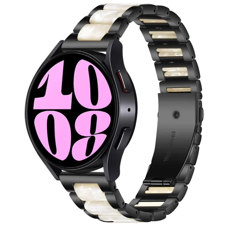 Bracelet de Montre en Résine et Métal à Trois Perles, pour Samsung Galaxy Watch 6 / 6 Classic