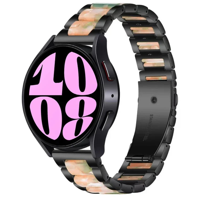Bracelet de Montre en Résine et Métal à Trois Perles, pour Samsung Galaxy Watch 6 / 6 Classic