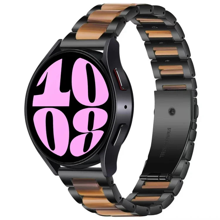 Bracelet de Montre en Résine et Métal à Trois Perles, pour Samsung Galaxy Watch 6 / 6 Classic