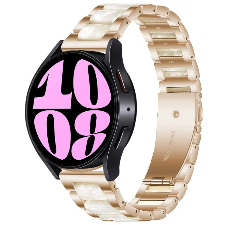 Bracelet de Montre en Résine et Métal à Trois Perles, pour Samsung Galaxy Watch 6 / 6 Classic