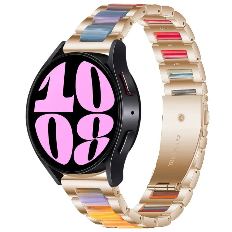 Bracelet de Montre en Résine et Métal à Trois Perles, pour Samsung Galaxy Watch 6 / 6 Classic