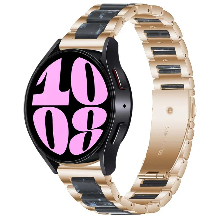 Bracelet de Montre en Résine et Métal à Trois Perles, pour Samsung Galaxy Watch 6 / 6 Classic