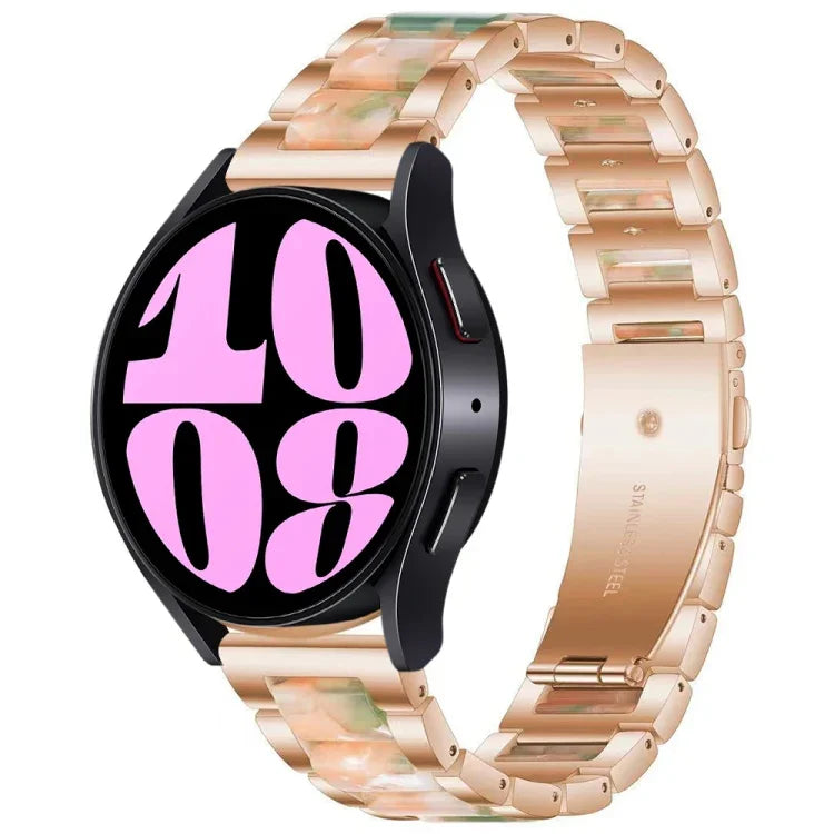 Bracelet de Montre en Résine et Métal à Trois Perles, pour Samsung Galaxy Watch 6 / 6 Classic