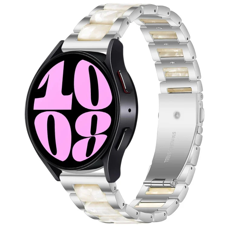 Bracelet de Montre en Résine et Métal à Trois Perles, pour Samsung Galaxy Watch 6 / 6 Classic