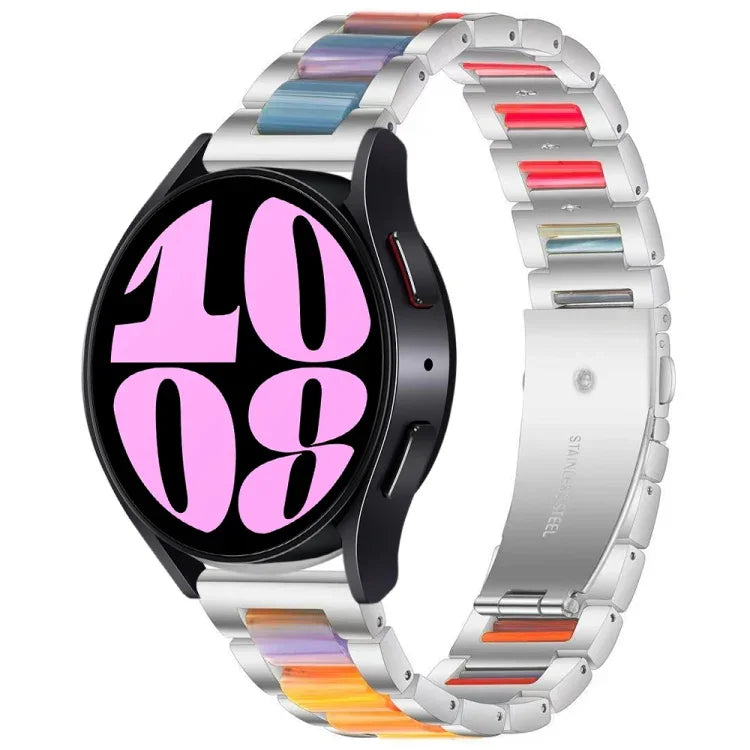 Bracelet de Montre en Résine et Métal à Trois Perles, pour Samsung Galaxy Watch 6 / 6 Classic