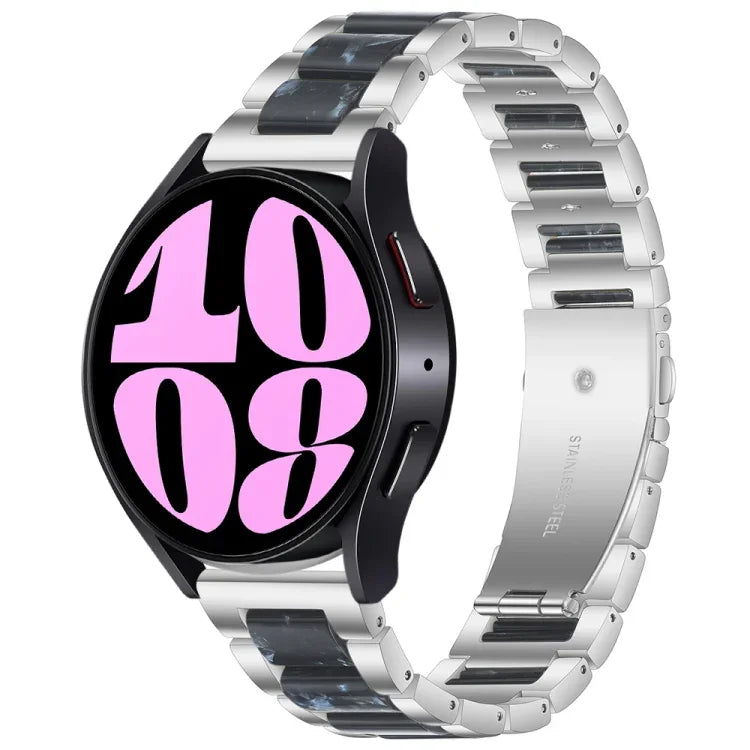 Bracelet de Montre en Résine et Métal à Trois Perles, pour Samsung Galaxy Watch 6 / 6 Classic