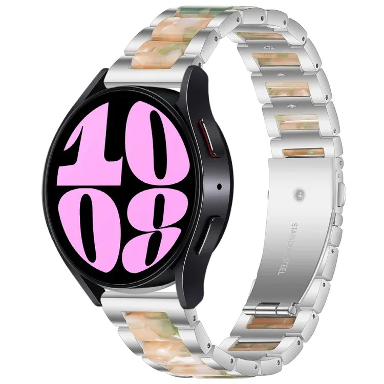 Bracelet de Montre en Résine et Métal à Trois Perles, pour Samsung Galaxy Watch 6 / 6 Classic