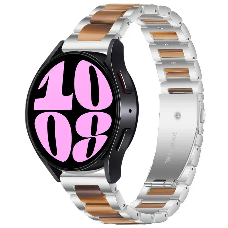 Bracelet de Montre en Résine et Métal à Trois Perles, pour Samsung Galaxy Watch 6 / 6 Classic