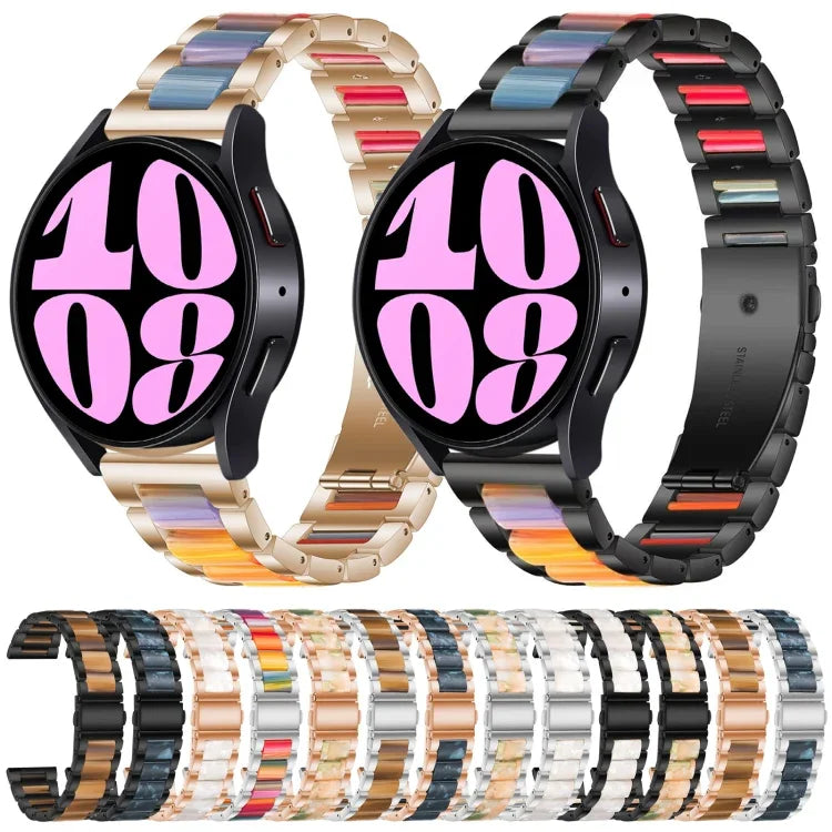 Bracelet de Montre en Résine et Métal à Trois Perles, pour Samsung Galaxy Watch 6 / 6 Classic